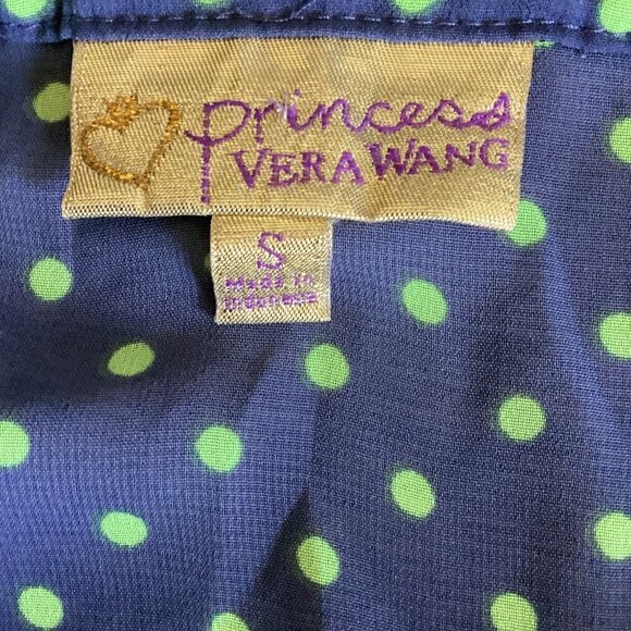 Vera Wang Princess Sheer Sleeveless Polka Dot Button-Up Top Sz S Blue 12A - Picture 8 of 10